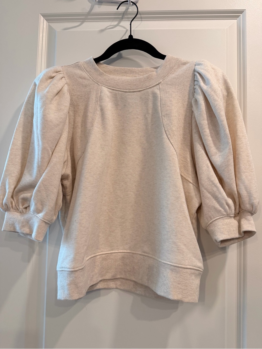 Maeve by Anthropologie Short Puff-Sleeve Sweatshirt Top